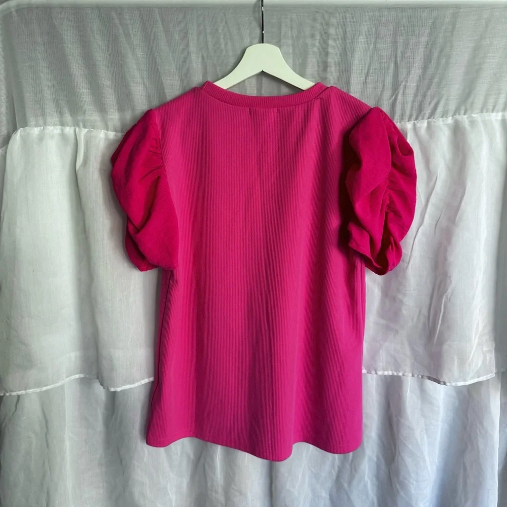 Adora Puff Sleeve Ribbed Shirt - Picture 2 of 7